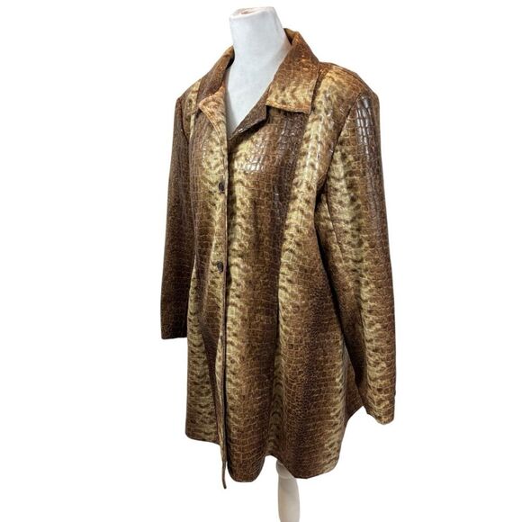 Ladies Selene Sport Faux Crocodile Pattern Women's Trench Coat Size XL - Picture 1 of 10